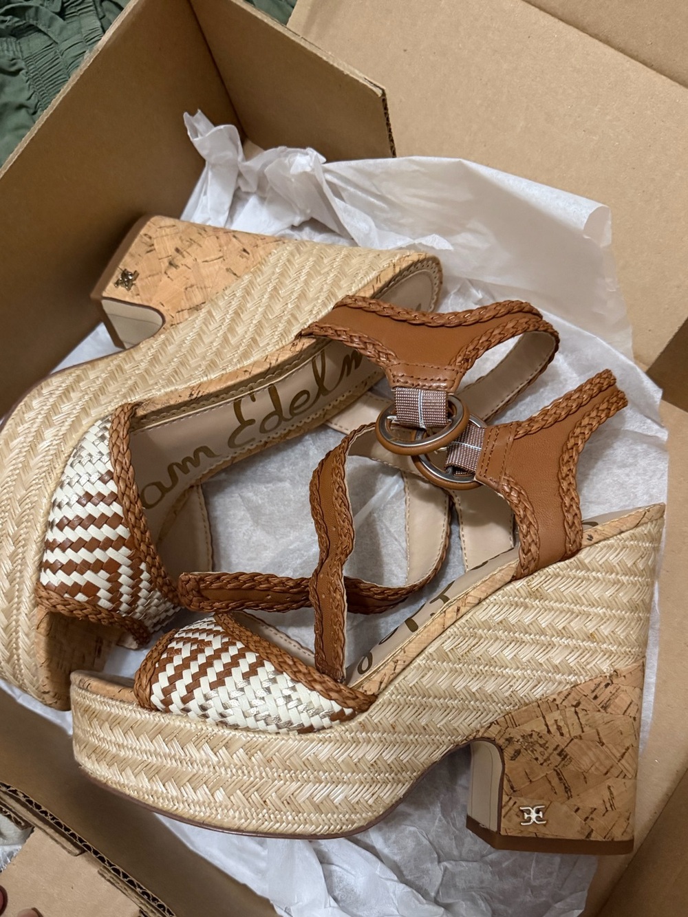 Sam Edelman Lillie Wedge - Braided Tan Platform Sandal with Woven Detail - Picture 3 of 4